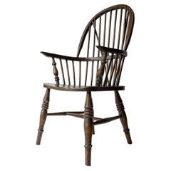 STICK BACK ASH & ELM WINDSOR CHAIR, Antique Rustic Country Made Carver armchair