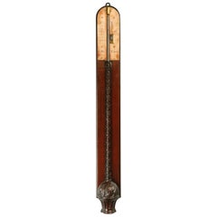English Used George II Mahogany Stick Barometer by Polti of Exeter