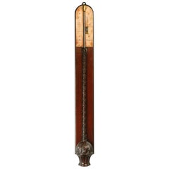 English Antique George II Mahogany Stick Barometer by Polti of Exeter