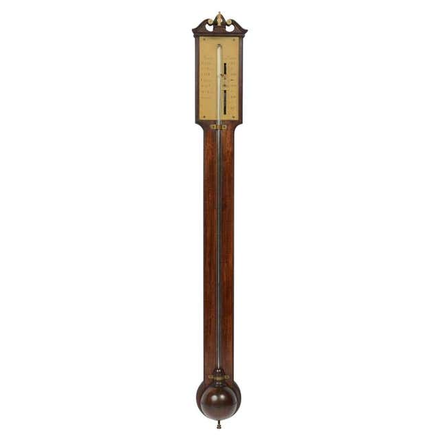 1870s Vintage Mahogany Barometer Signed Verga Weather Measurement ...