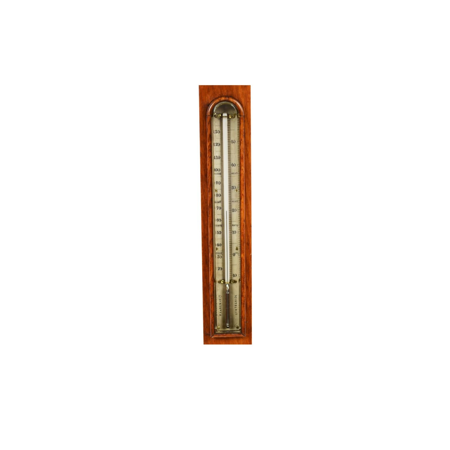 1850s Oak Wodd Stick Barometer by Negretti & Zambra Weather Measuring Instrument For Sale 1