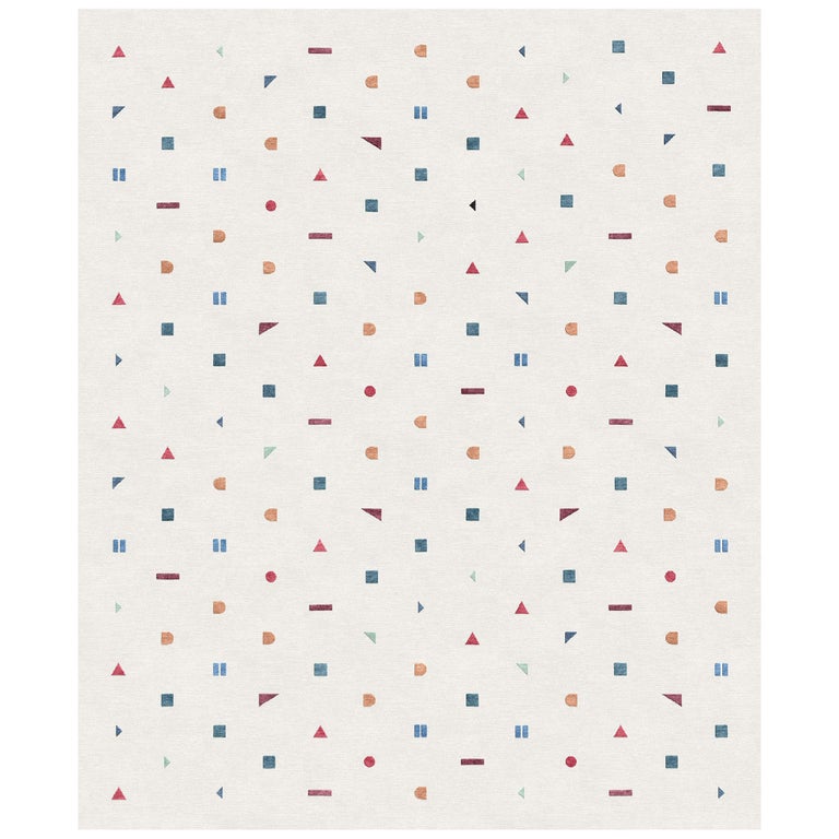 Stick Rug Stick Bianco - Hand-Knotted Wool Silk Rug 270x360cm For Sale at 1stDibs