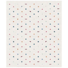 Stick Bianco, Hand-Knotted Wool Silk Rug, Available in Stock