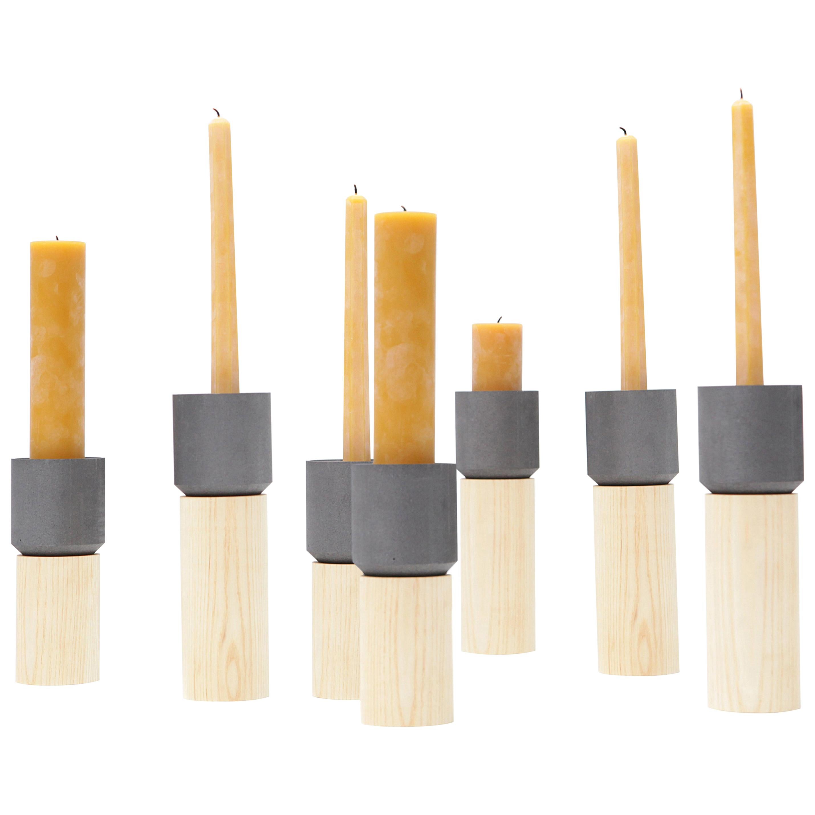 Stick Candleholder Small Modern Contemporary Graphite Pedestal Candlestick For Sale
