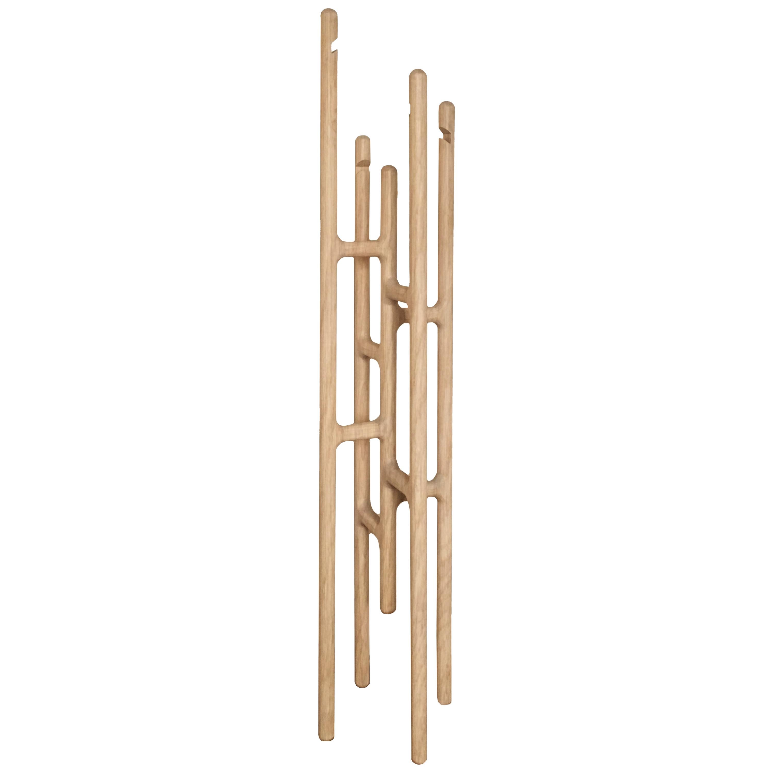 Stick Coat Rack  (Minimalist, Contemporary, Wood Sculptural object) For Sale