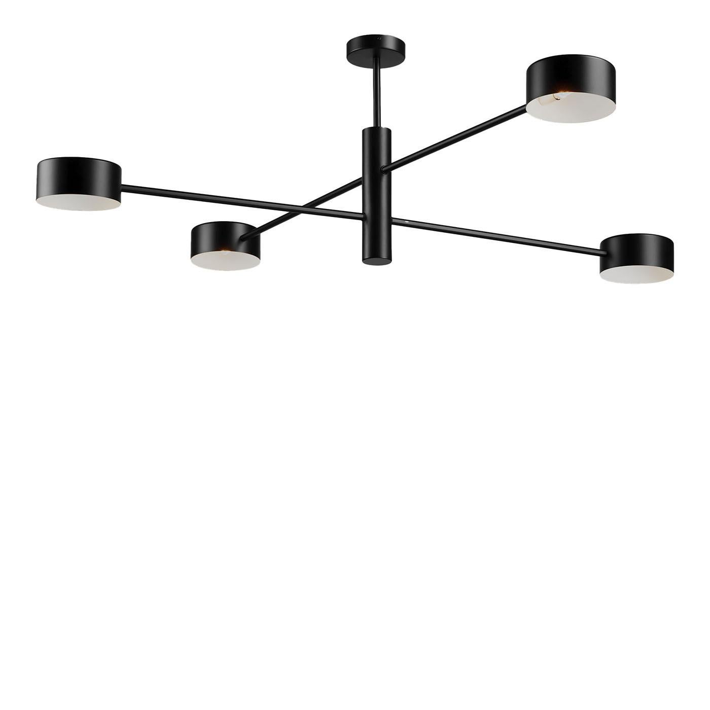 Italian Stick Matte Black finish Metal 4-lights Ceiling Lamp by Il Paralume Marina For Sale