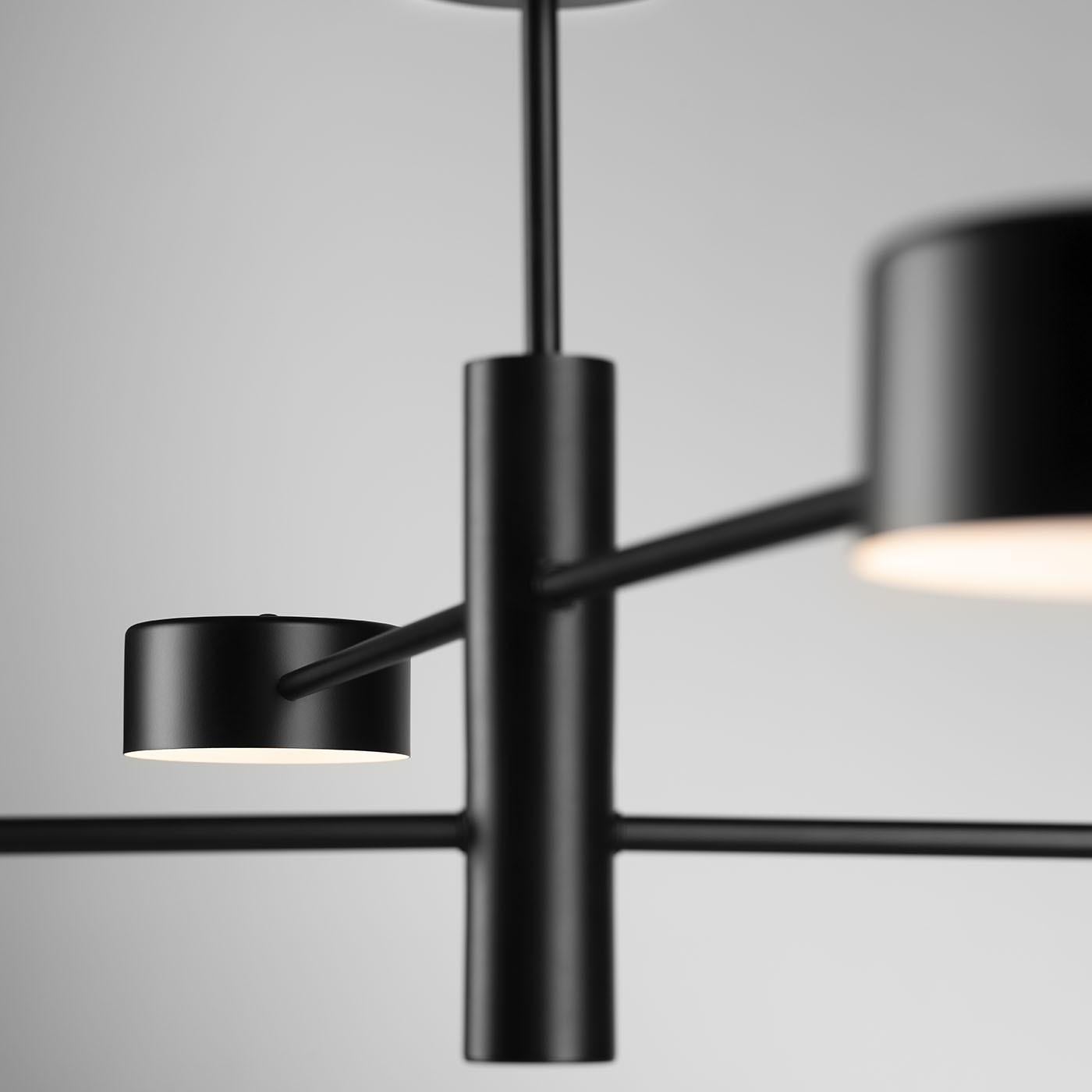 Stick Matte Black finish Metal 4-lights Ceiling Lamp by Il Paralume Marina For Sale 1