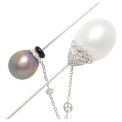 Stick Pin Brooch Pearls and Diamonds Art Déco  Design by Ella Gafter