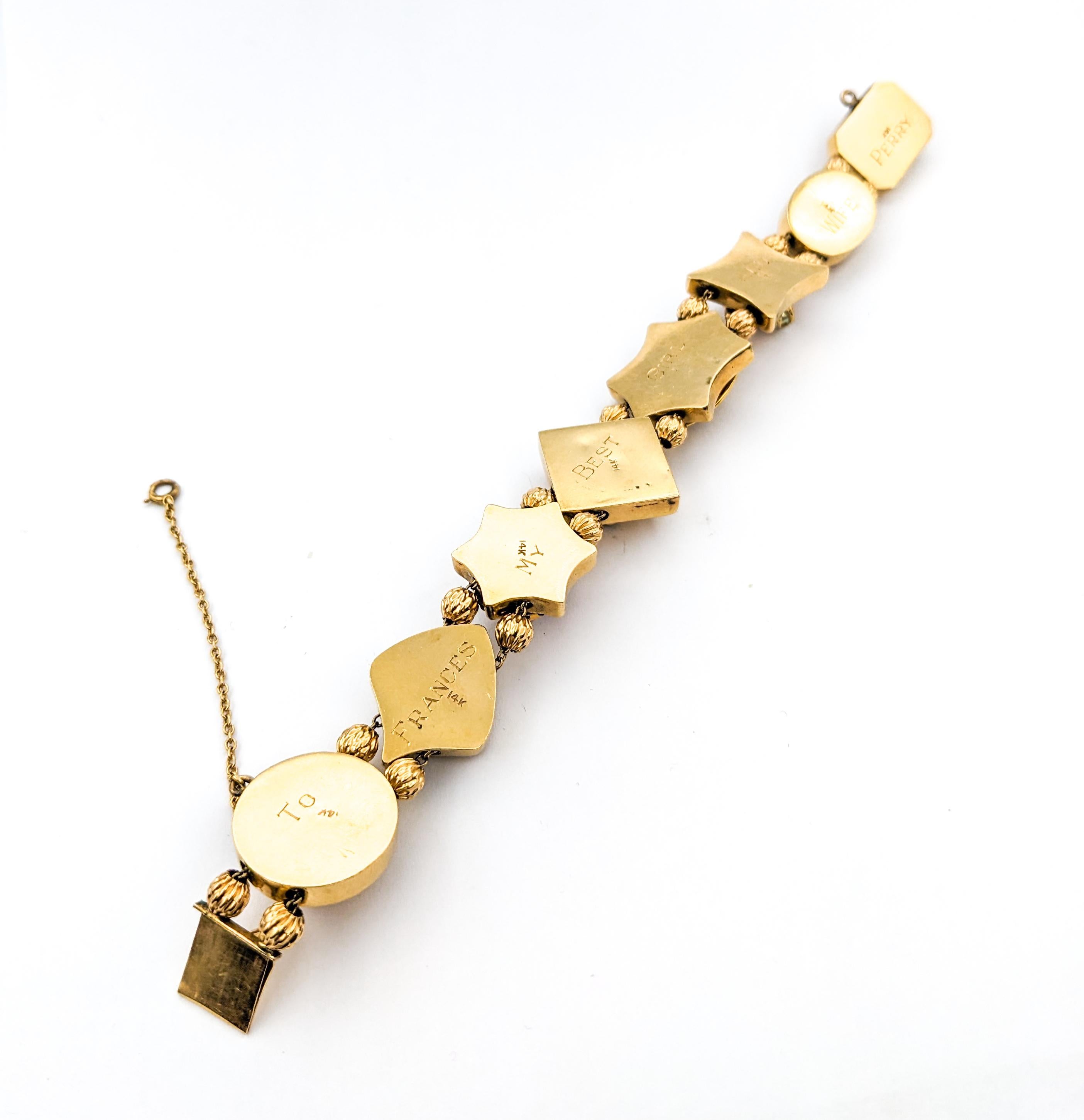 Bracelet de pierres précieuses en or jaune, diamants, émeraudes, rubis et perles, Stick Pin Slide en vente 3