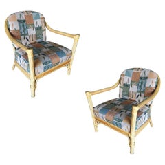 Stick Rattan Lounge Chair con schienale a "X" di The Shelby Williams, 10 disponibili