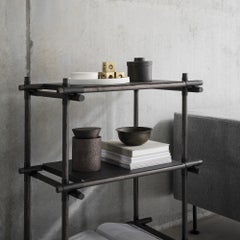 Stick System, Dark Ash Shelves with Black Poles, 1x3