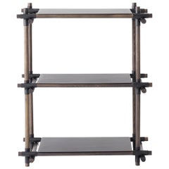 Stick System, Dark Ash Shelves with Black Poles, 1x3