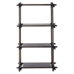 Stick System, Dark Ash Shelves with Black Poles, 1 x 4