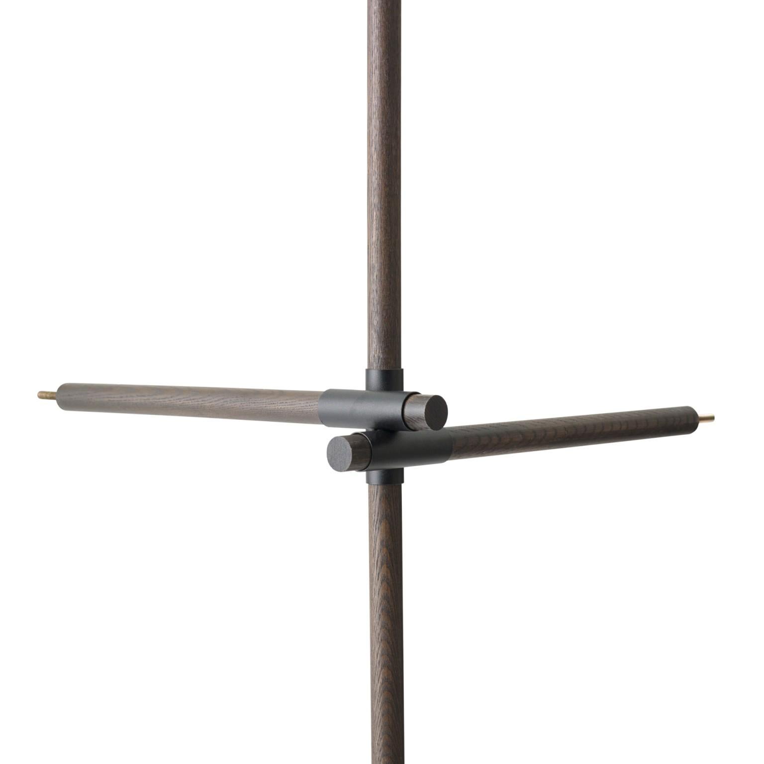 Scandinavian Modern Stick System, Dark Ash Shelves with Black Poles, 3x3 For Sale