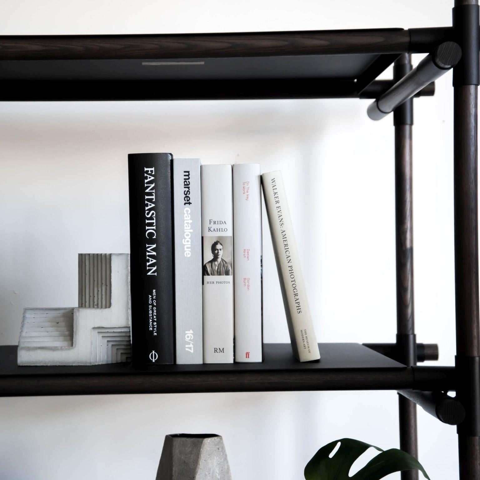 Powder-Coated Stick System, Dark Ash Shelves with Black Poles, 3x5 For Sale