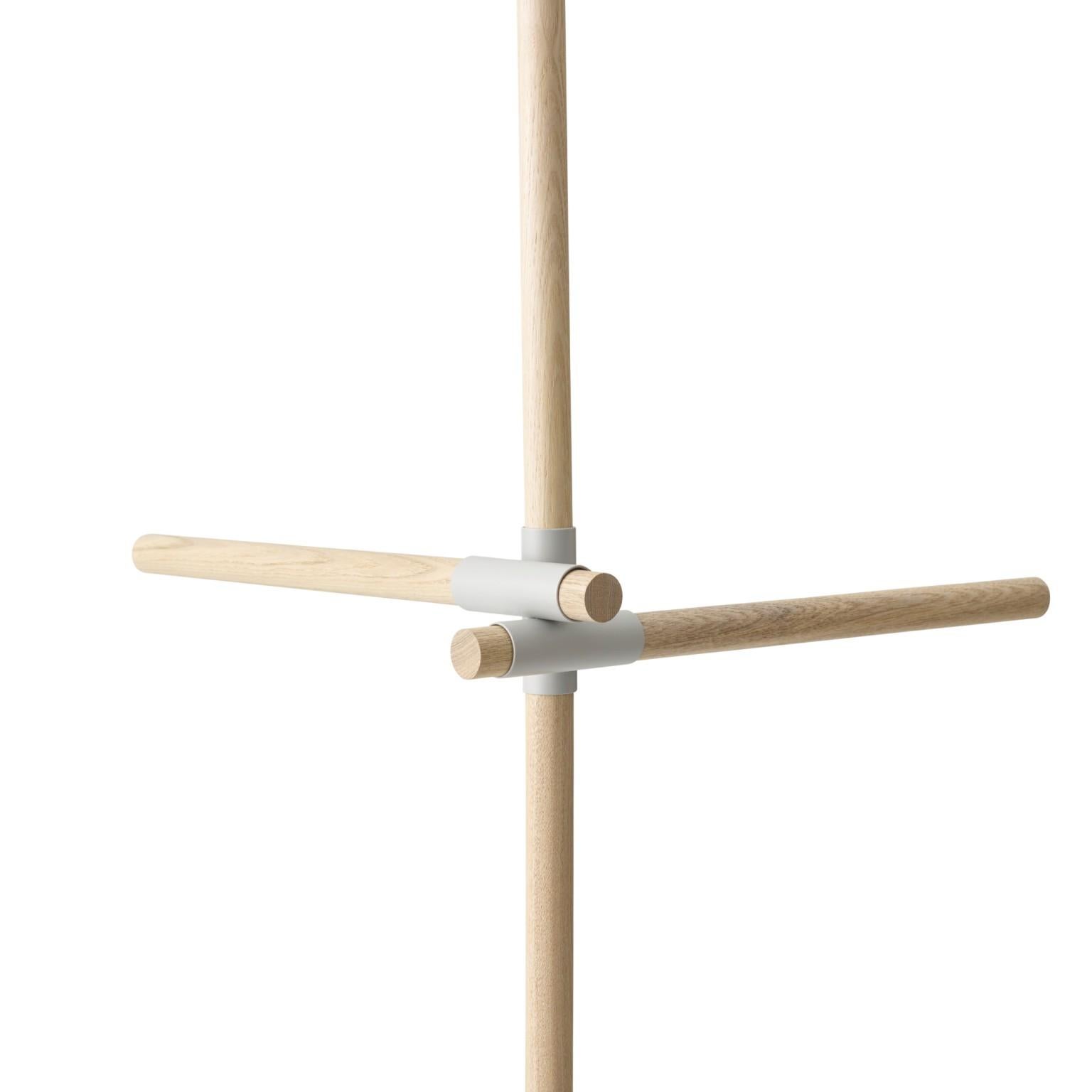 Scandinavian Modern Stick System, Light Ash Shelves with Grey Poles, 3x5 For Sale