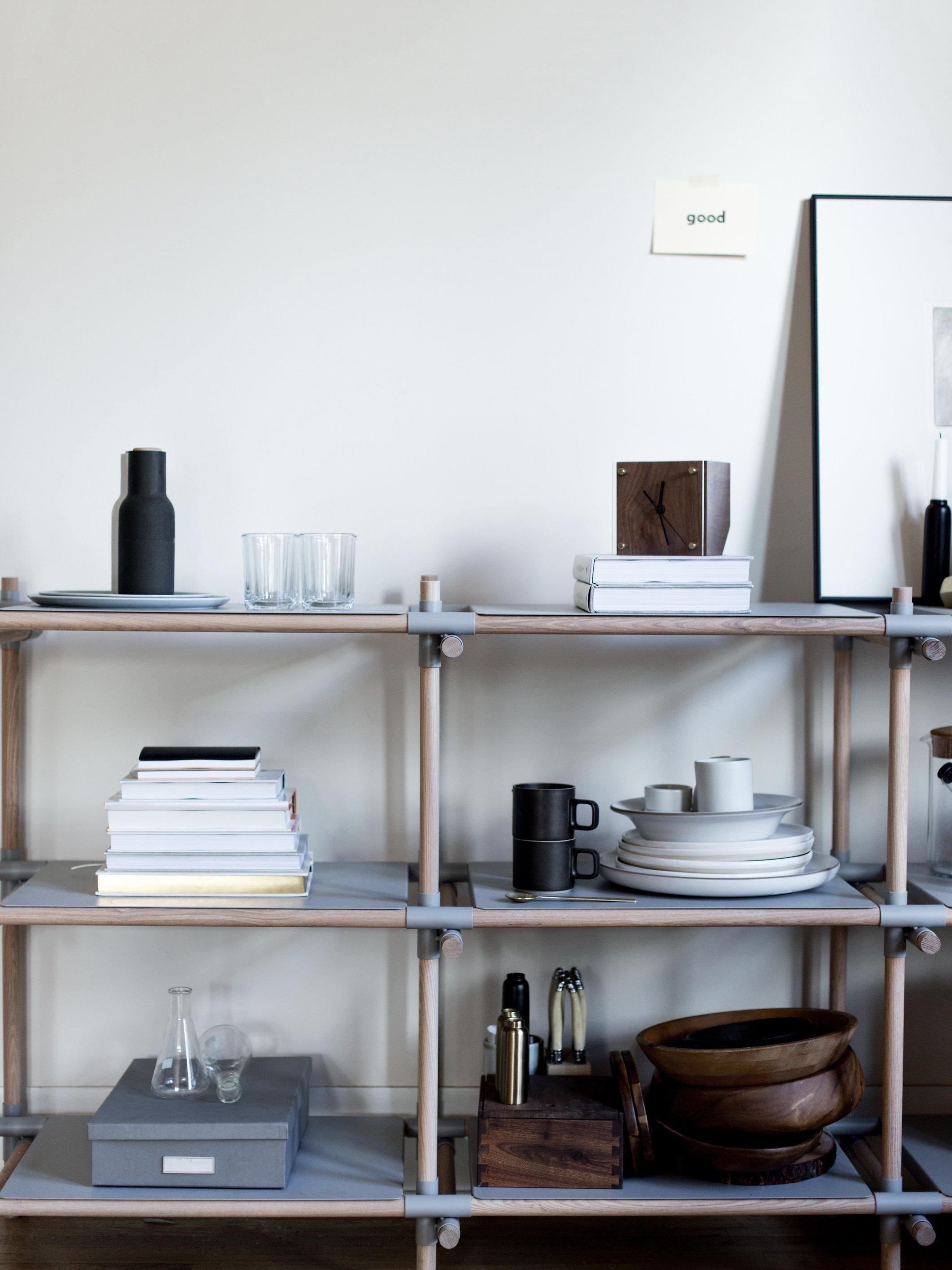 Contemporary Stick System, Light Ash Shelves with Grey Poles, 3x5 For Sale