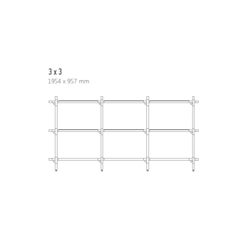 Stick System, Light Grey Shelves with Grey Poles, 3x3