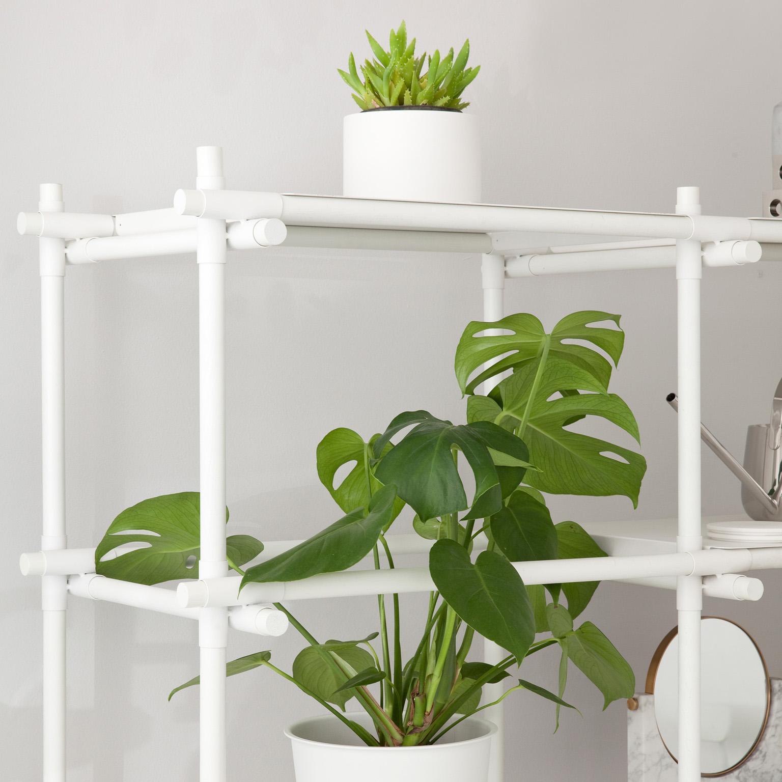 Scandinavian Modern Stick System, White Ash Shelves with White Poles, 1 x 3 For Sale