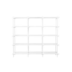 Stick System, White Shelves with White Poles, 3x5