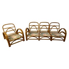 Stick Wicker 3 Piece Sofa and Chair Ensemble