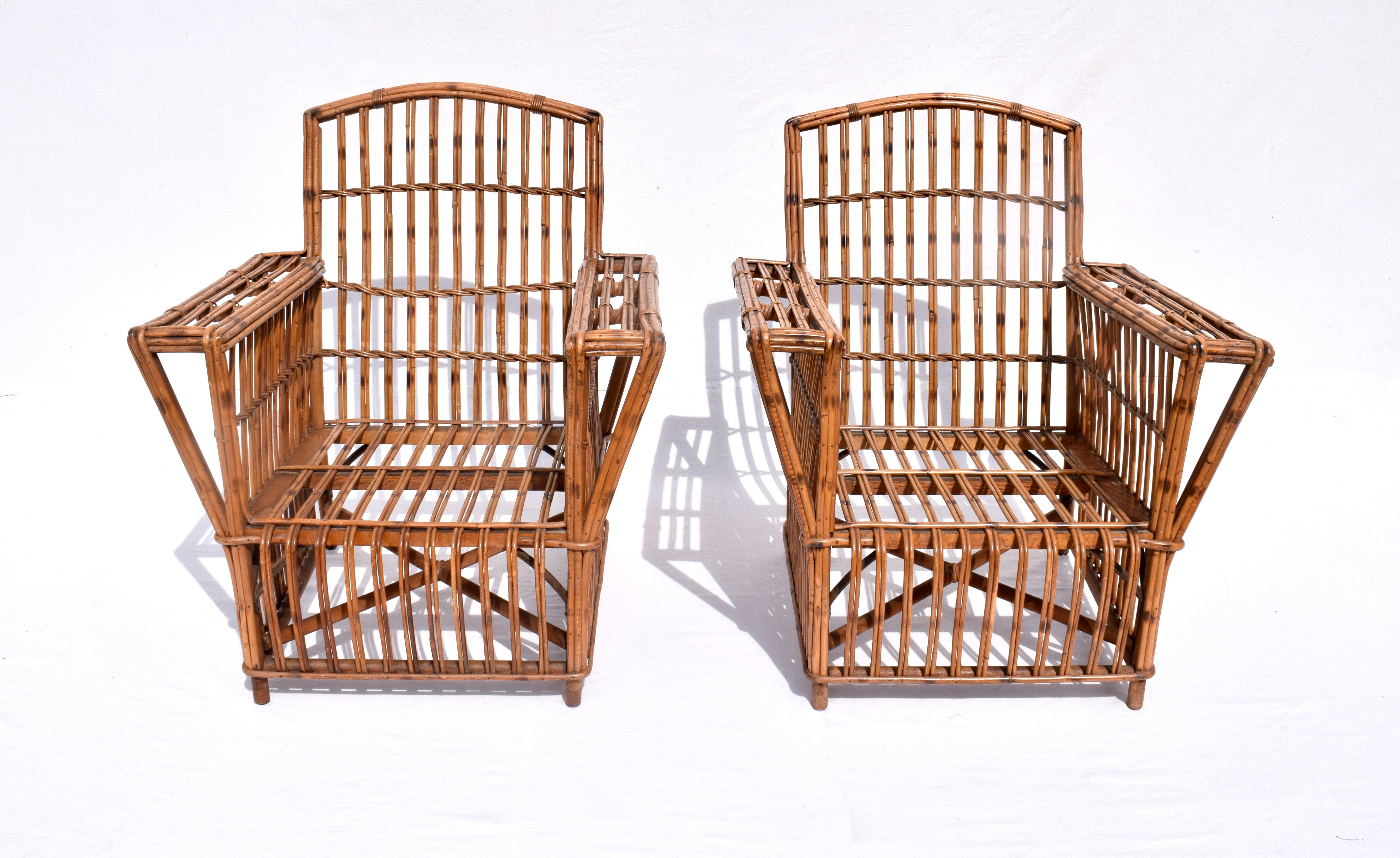 Adirondack Stick Wicker Rattan Reed Presidents Chairs For Sale