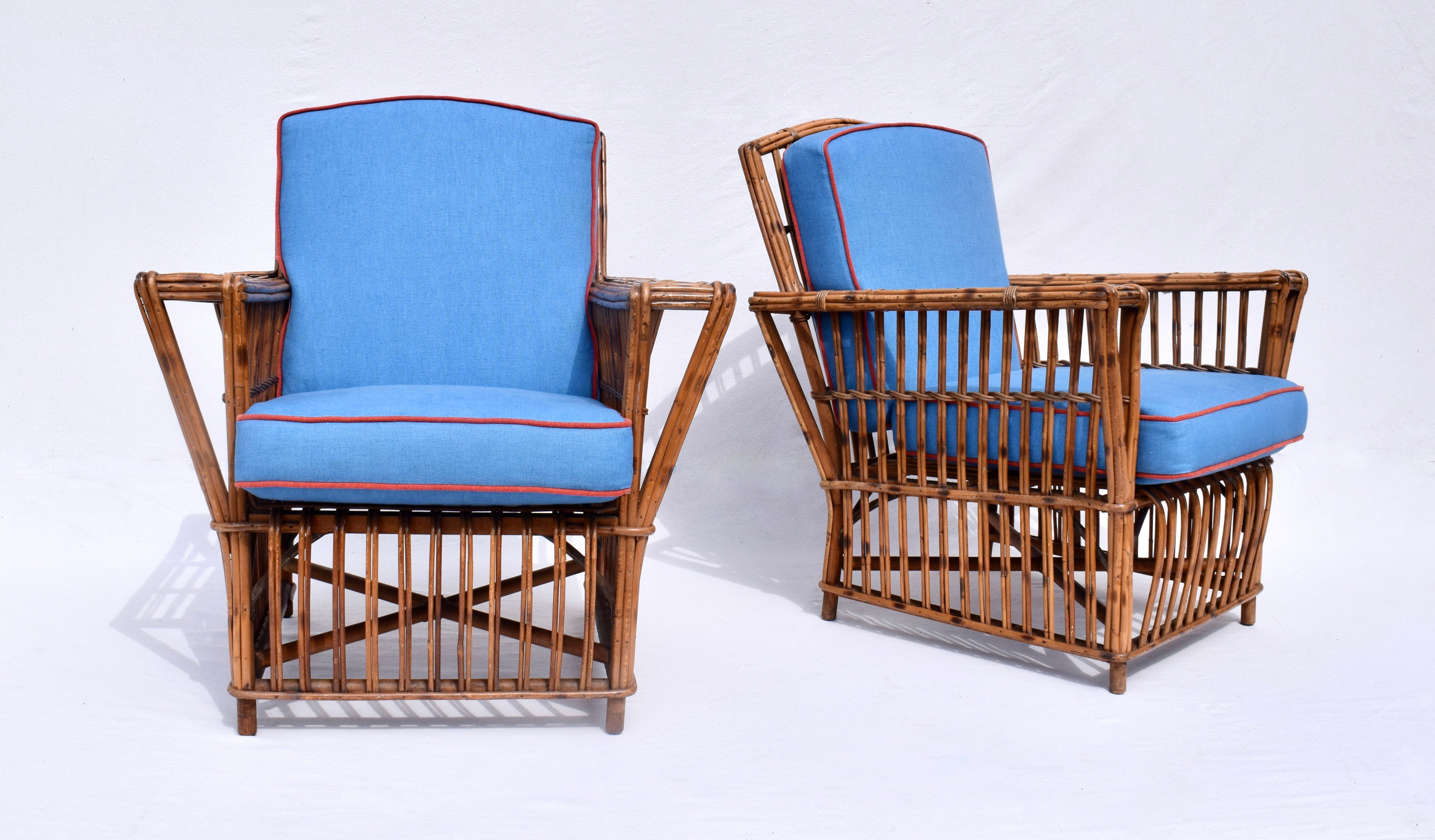 American Stick Wicker Rattan Reed Presidents Chairs For Sale