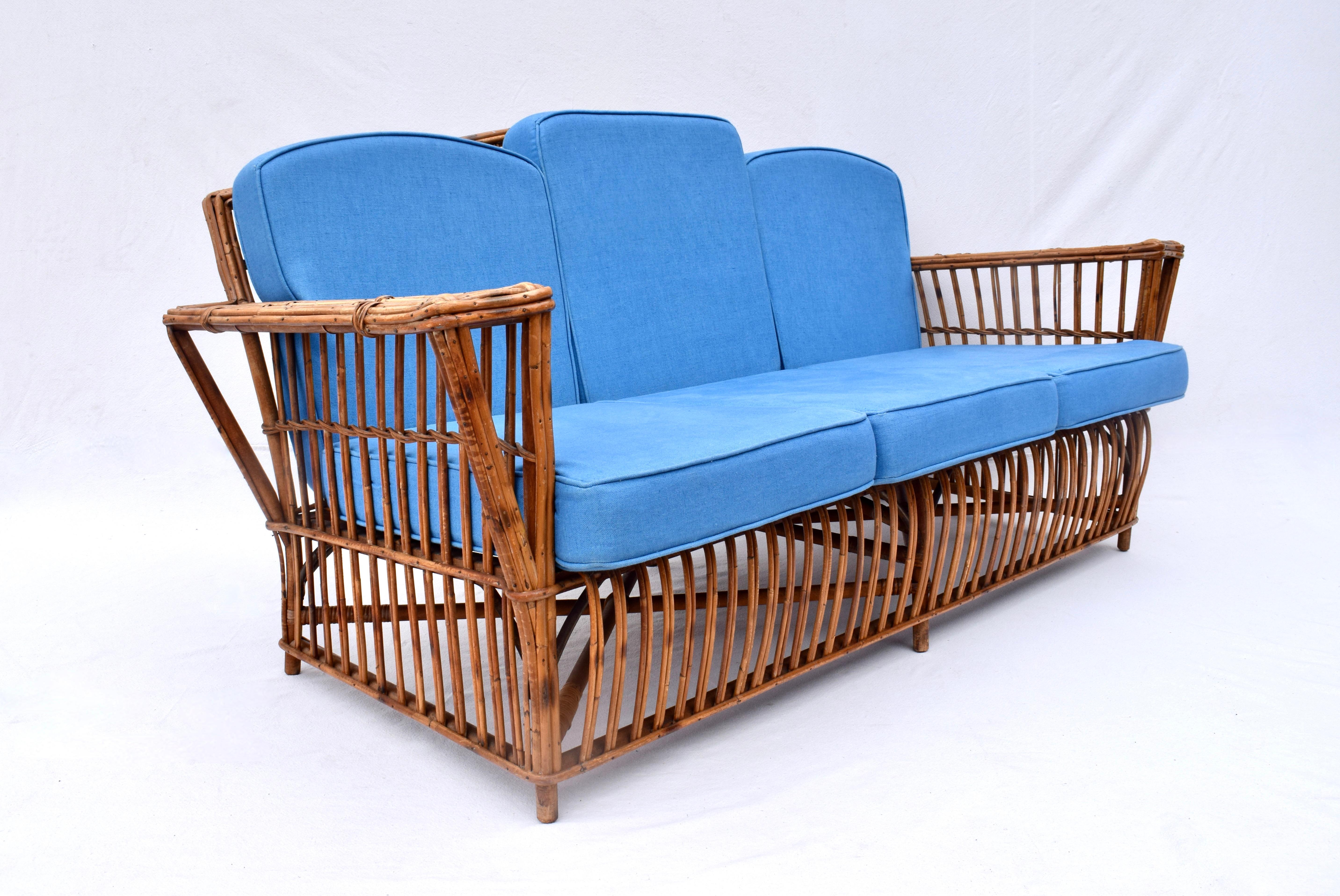 Upholstery Stick Wicker Rattan Reed Rattan Presidents Sofa For Sale