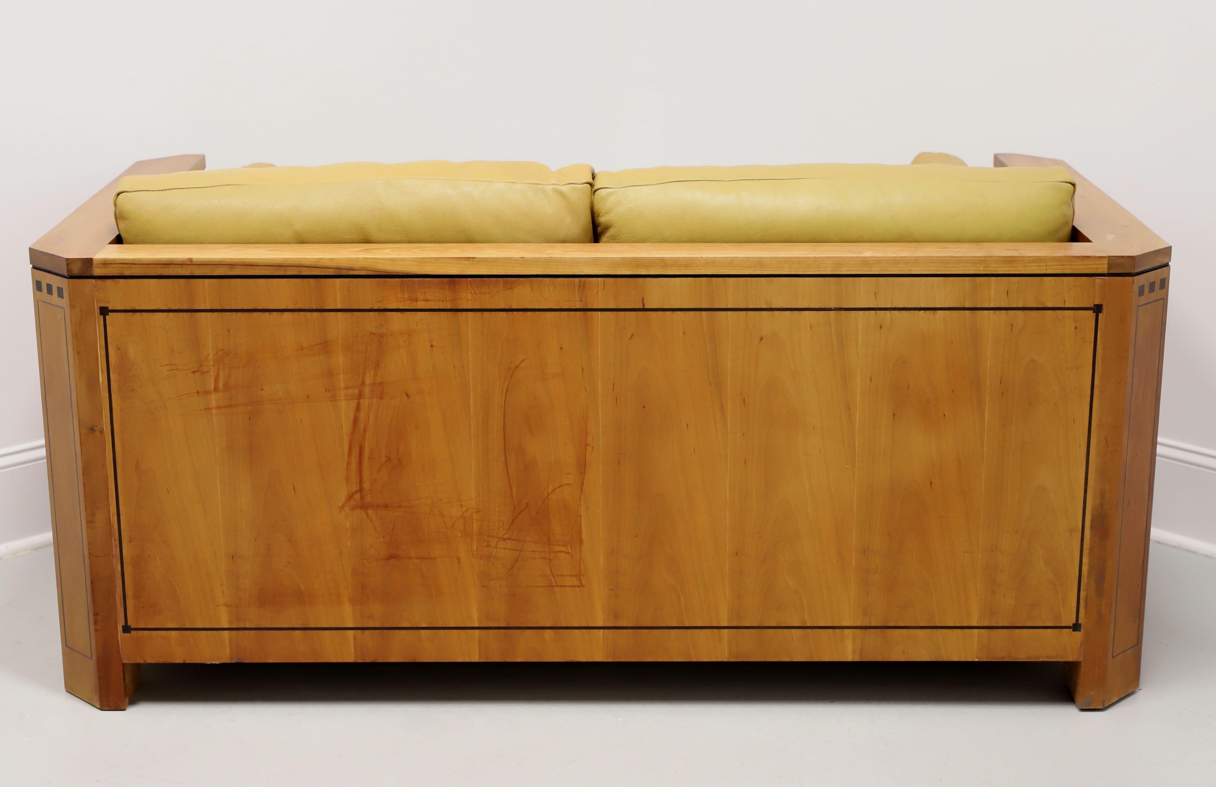 American STICKLEY 21st Century Collection Cherry Inlaid Ebony Mission Leather Loveseat