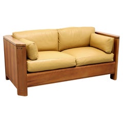 STICKLEY 21st Century Collection Cherry Inlaid Ebony Mission Leather Loveseat