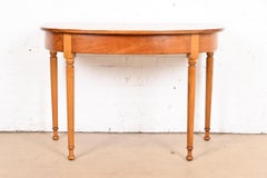 Stickley American Colonial Carved Cherry Wood Demilune Console or Entry Table