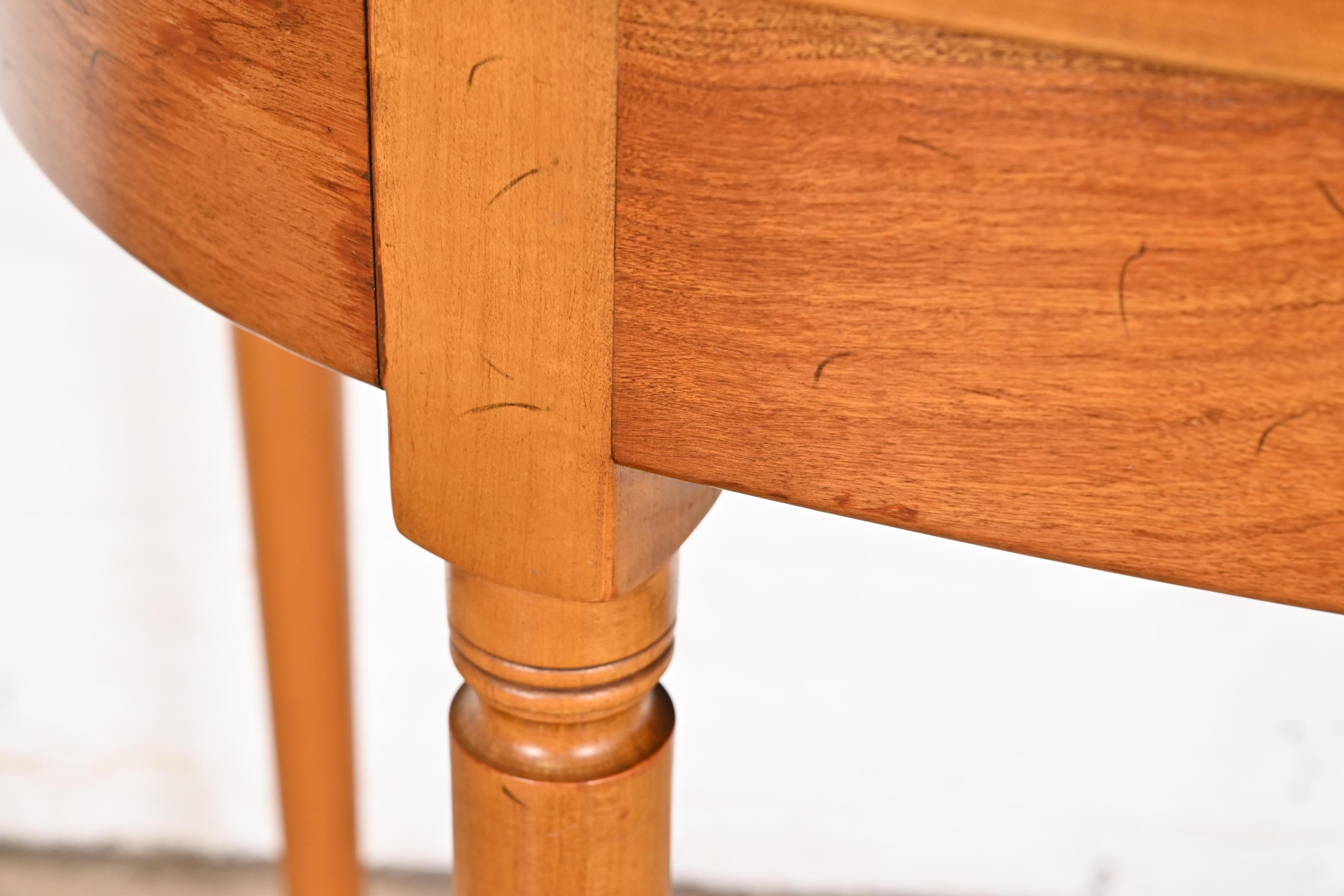 Stickley American Colonial Carved Cherry Wood Demilune Console or Entry Table For Sale 3