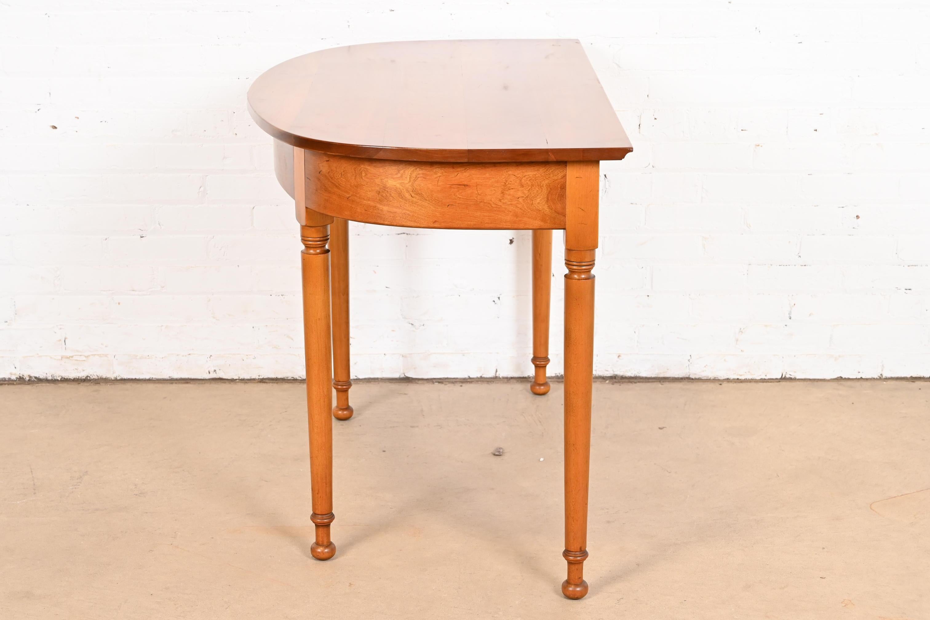 Stickley American Colonial Carved Cherry Wood Demilune Console or Entry Table For Sale 5