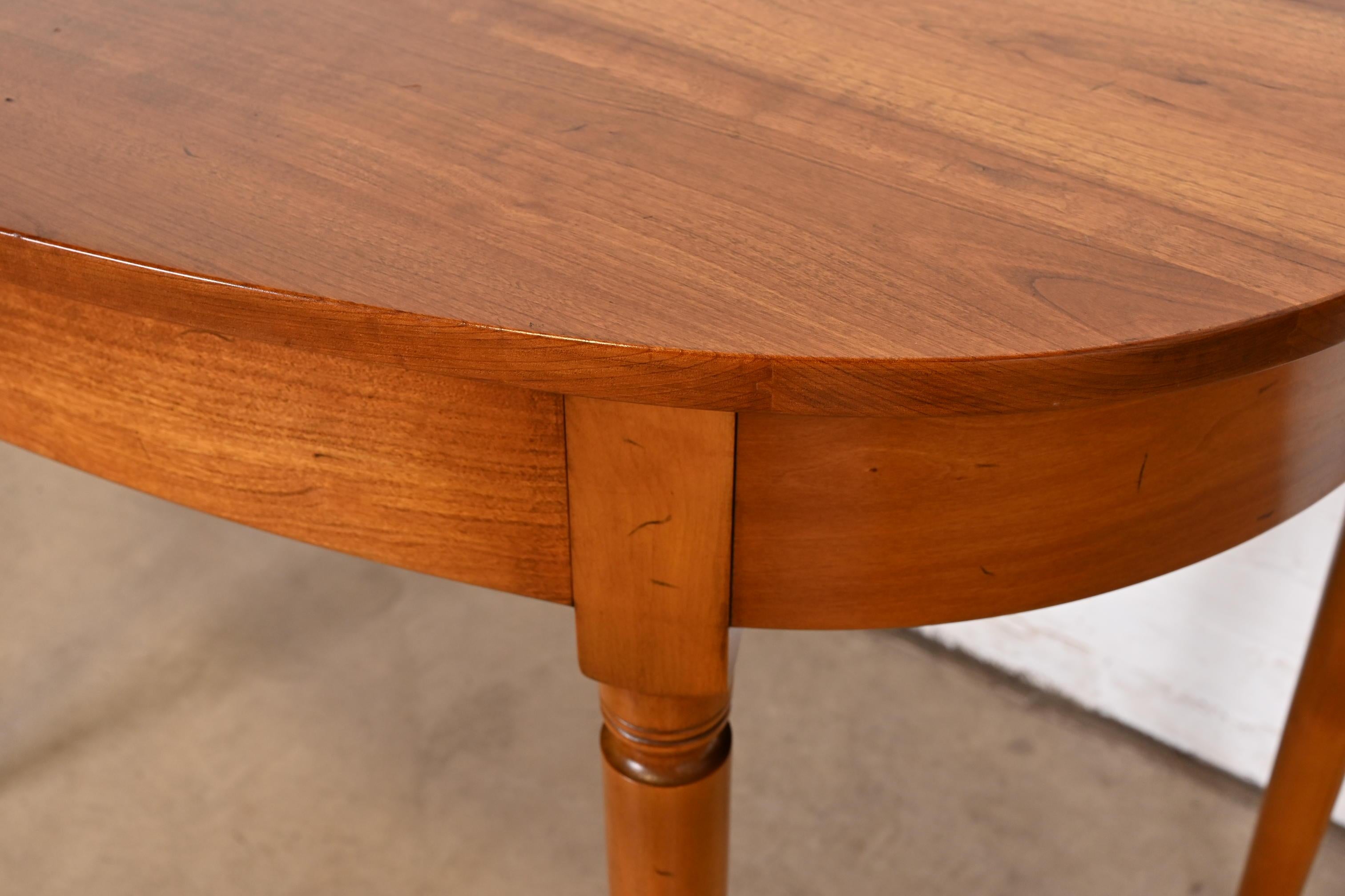 Stickley American Colonial Carved Cherry Wood Demilune Consoles or Entry Tables For Sale 4