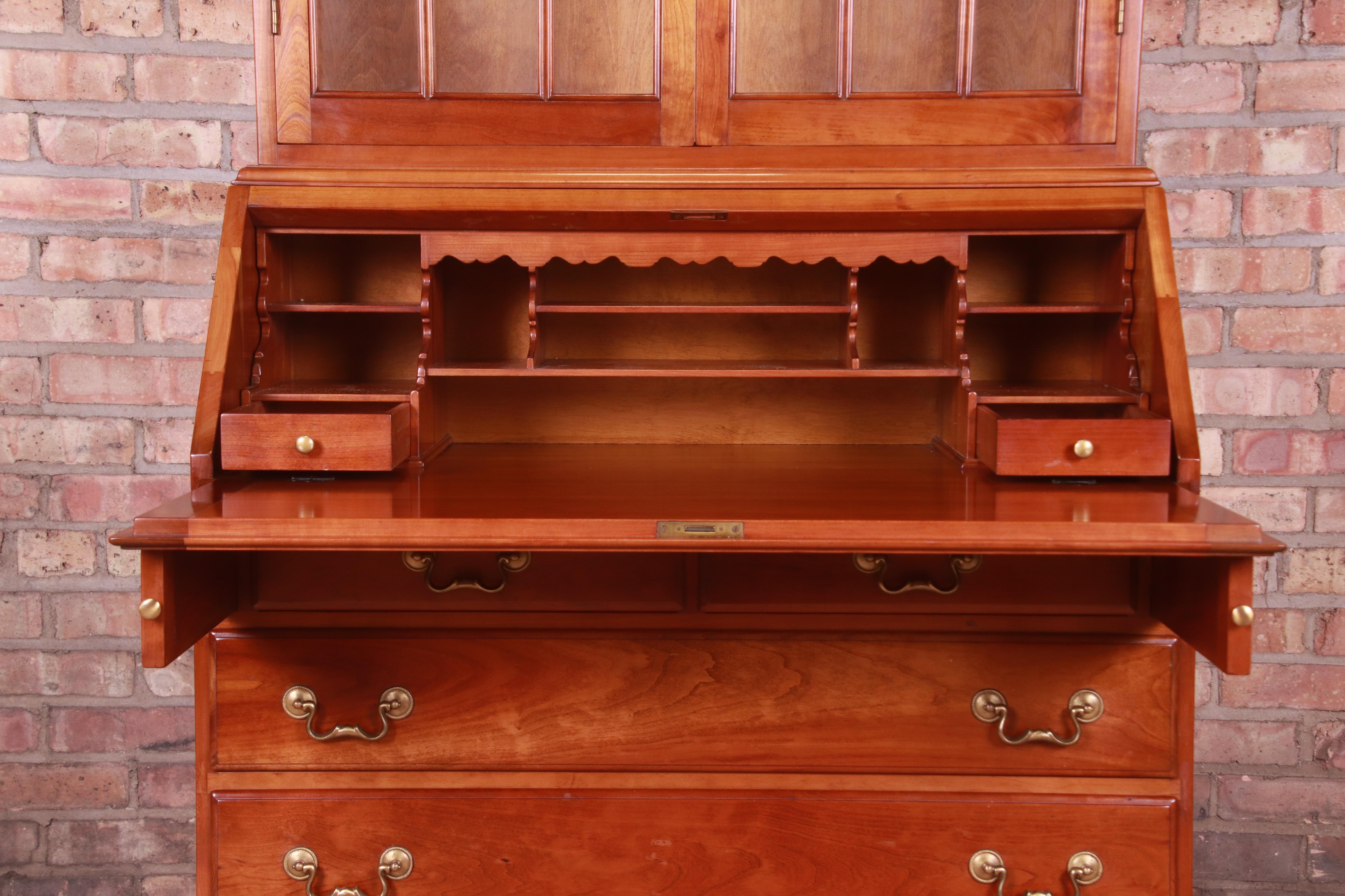 Stickley American Colonial Cherry Drop Front Secretary Desk with Bookcase, 1960s 3