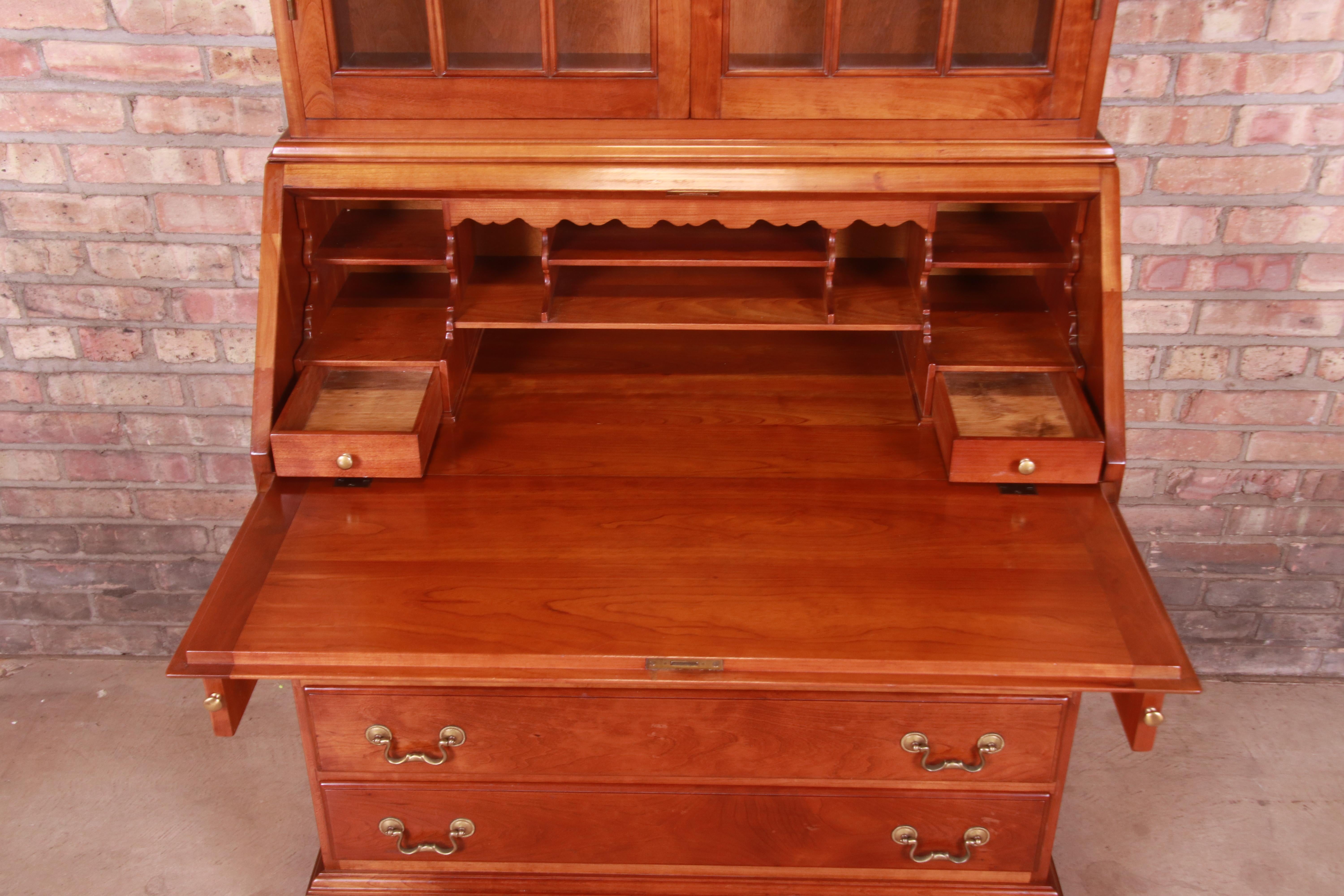 Stickley American Colonial Cherry Drop Front Secretary Desk with Bookcase, 1960s 4