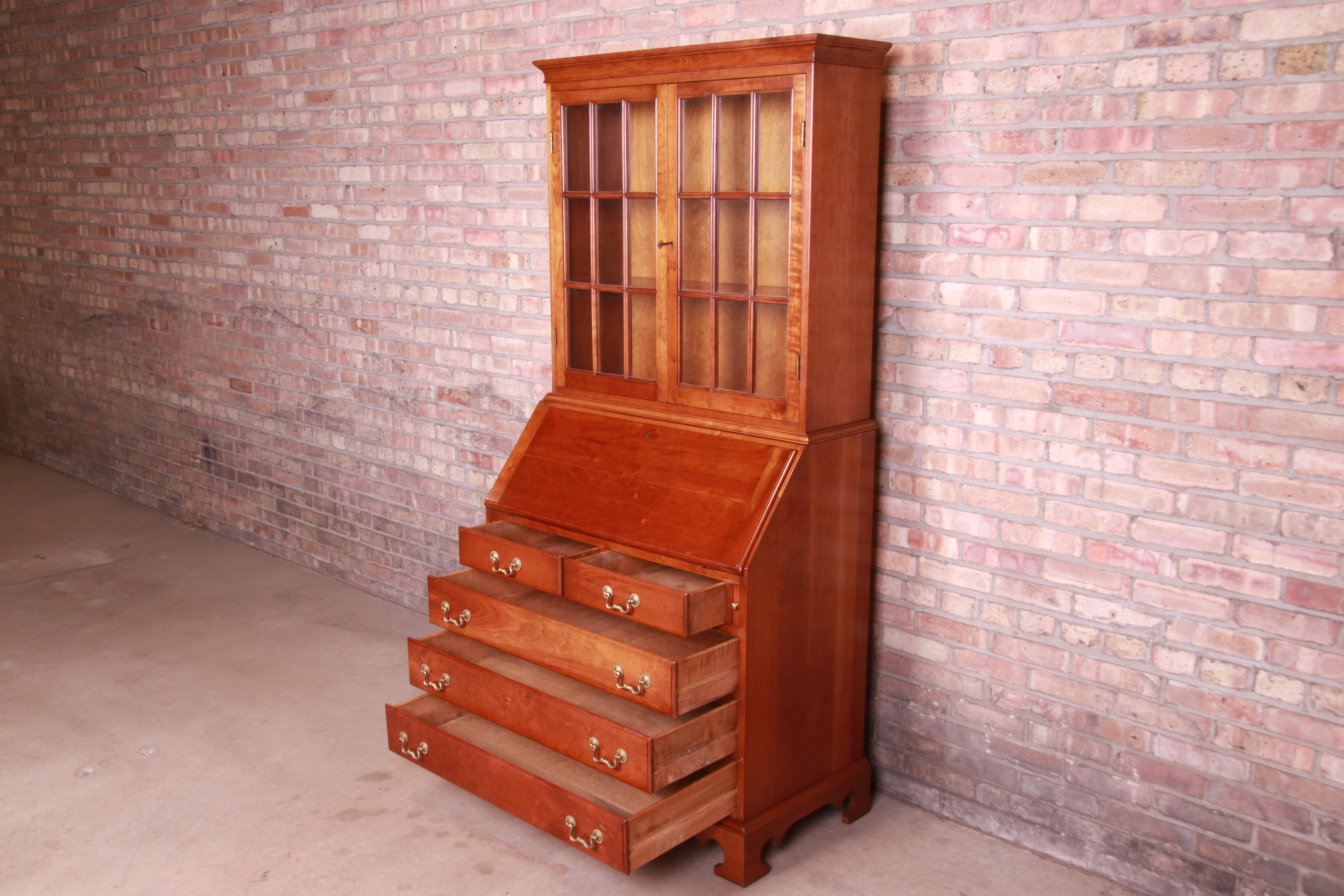 Stickley American Colonial Cherry Drop Front Secretary Desk with Bookcase, 1960s 5
