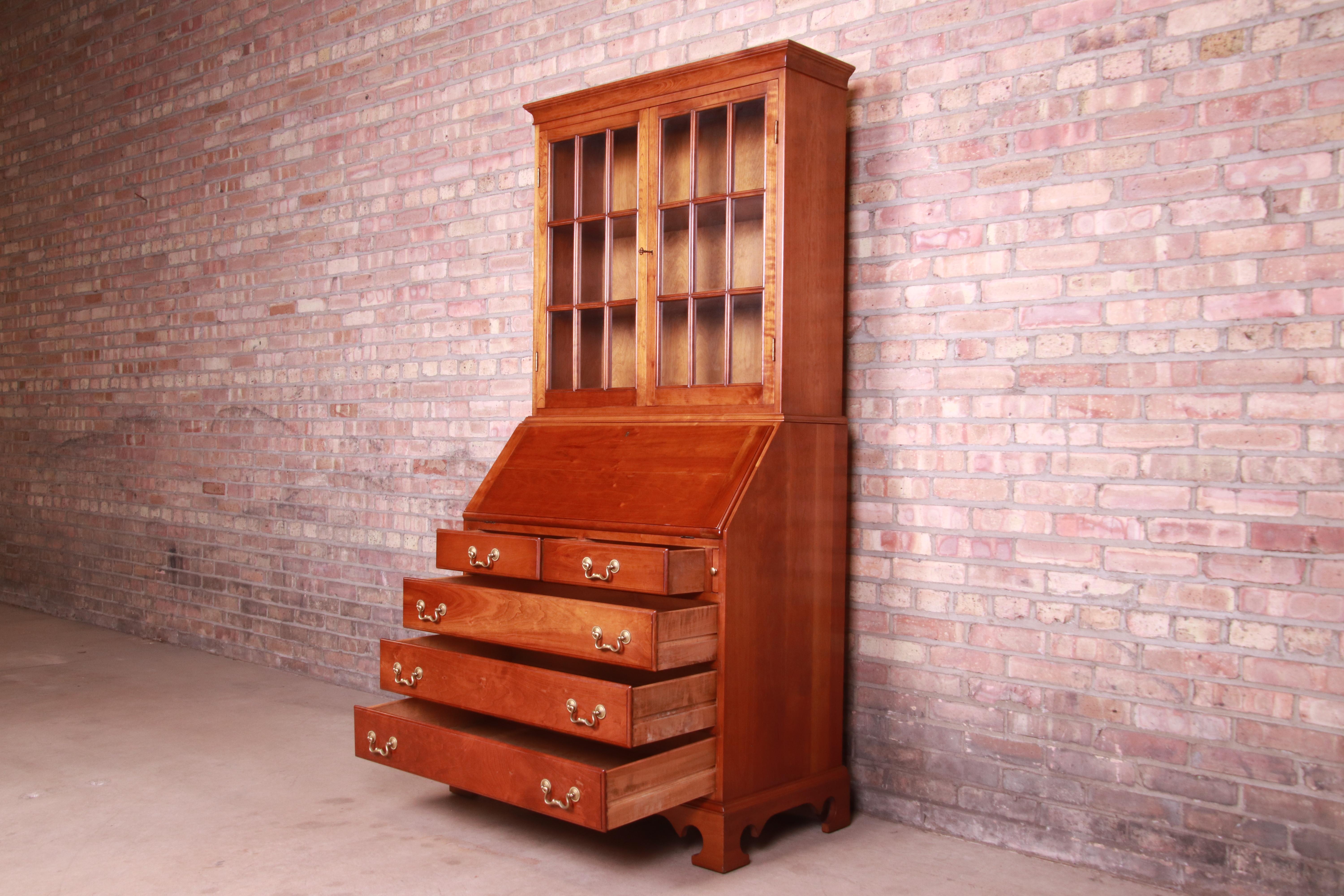 Stickley American Colonial Cherry Drop Front Secretary Desk with Bookcase, 1960s 6