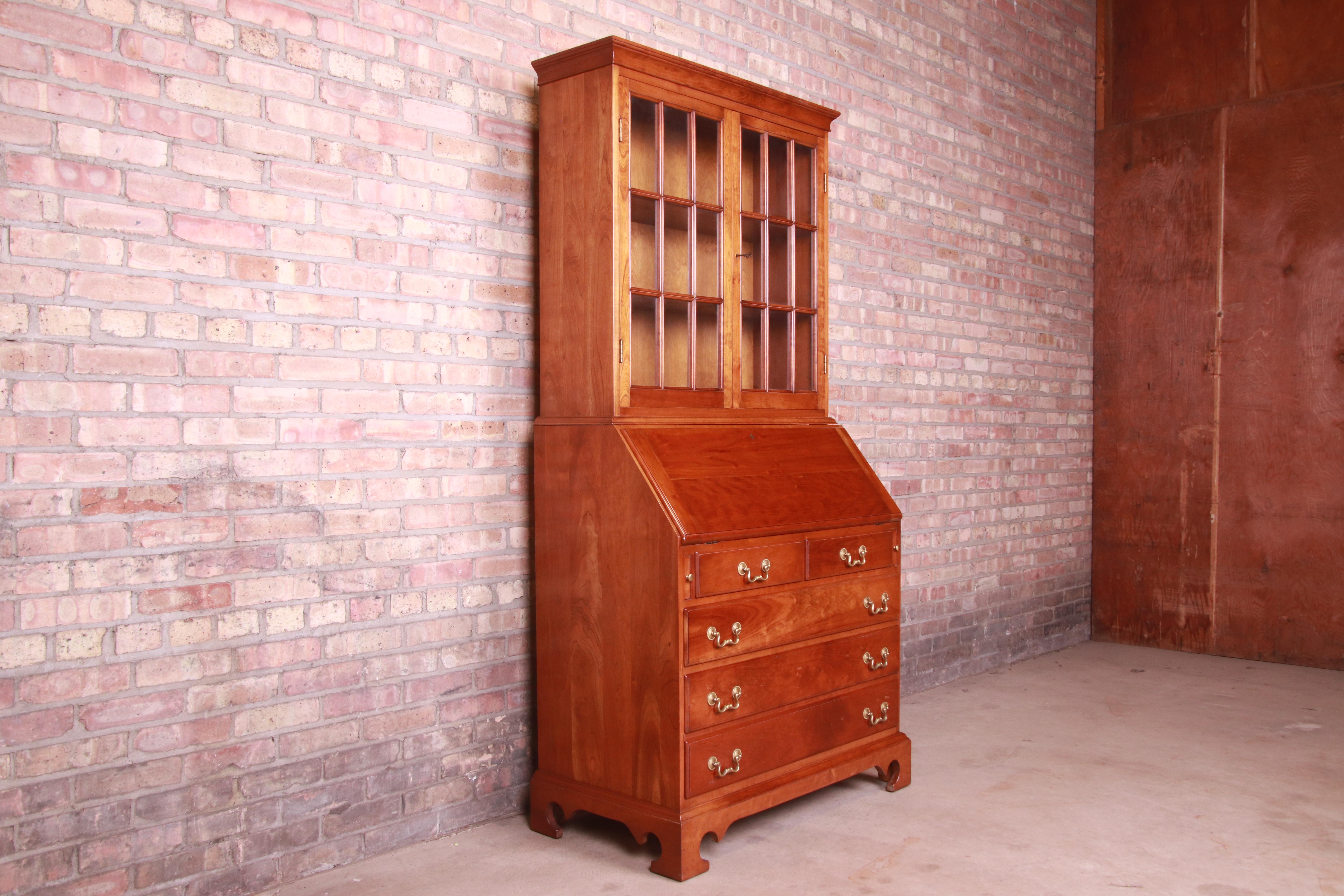 Mid-20th Century Stickley American Colonial Cherry Drop Front Secretary Desk with Bookcase, 1960s