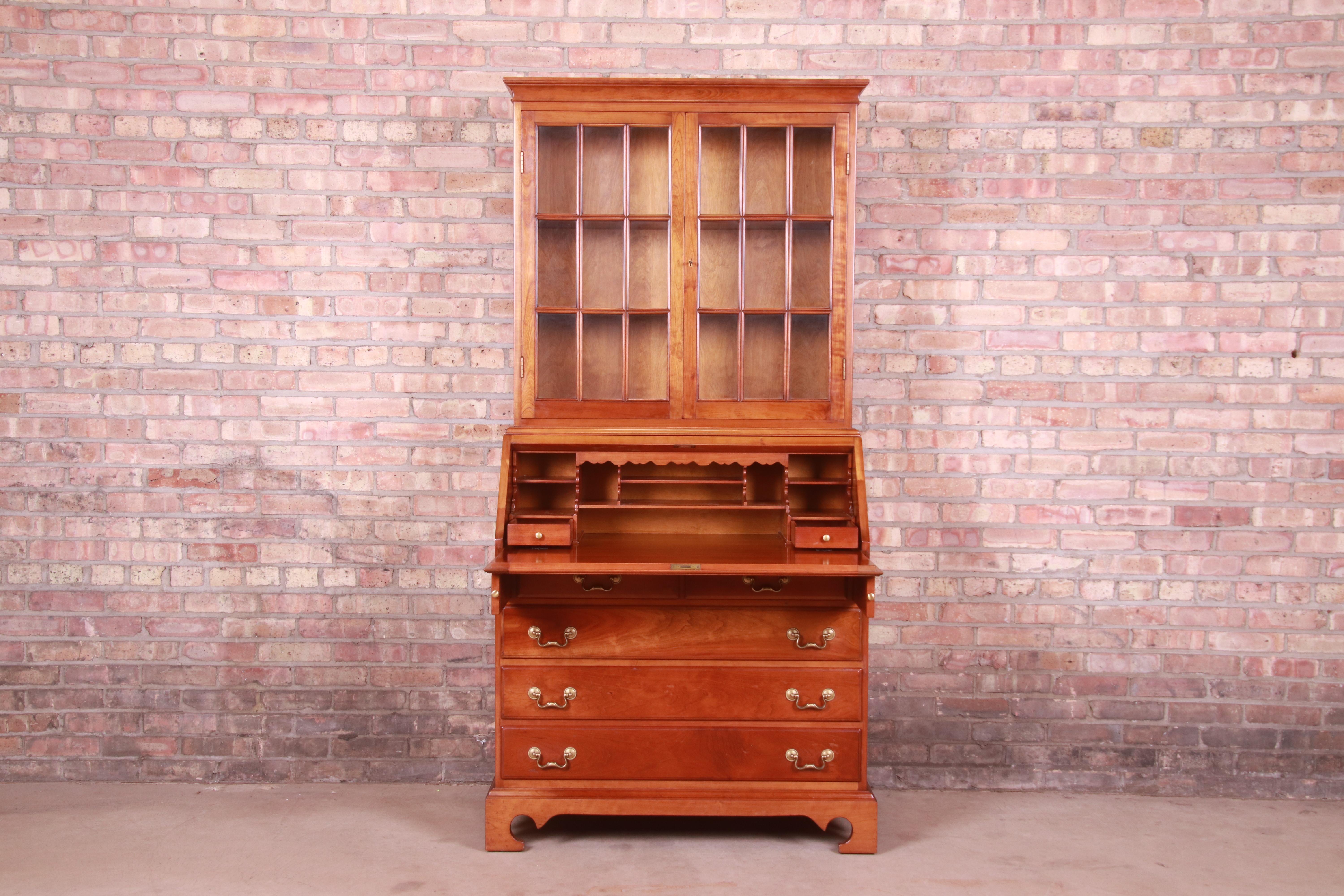Stickley American Colonial Cherry Drop Front Secretary Desk with Bookcase, 1960s 2