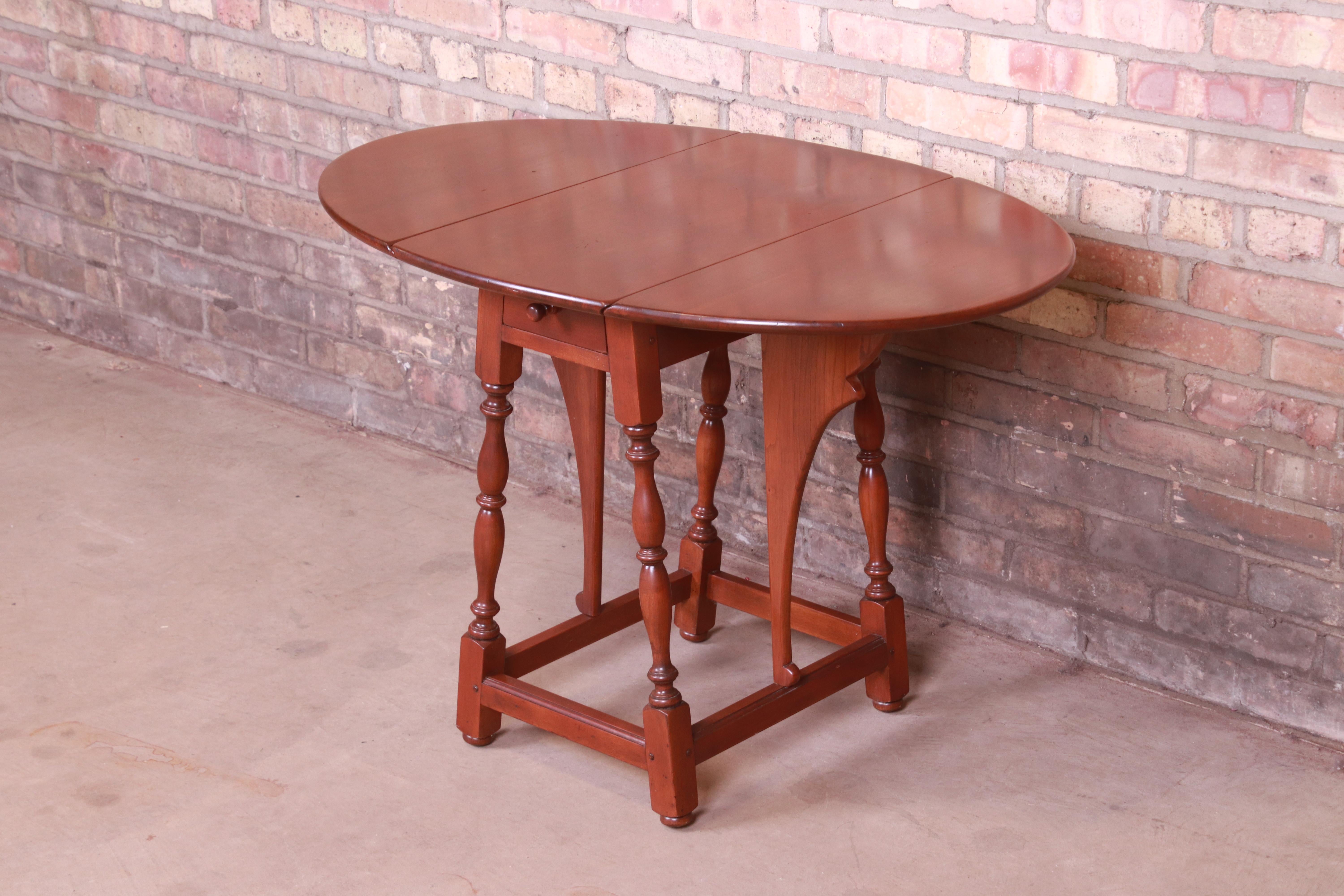 Stickley American Colonial Cherry Drop-Leaf Occasional Side Table 1