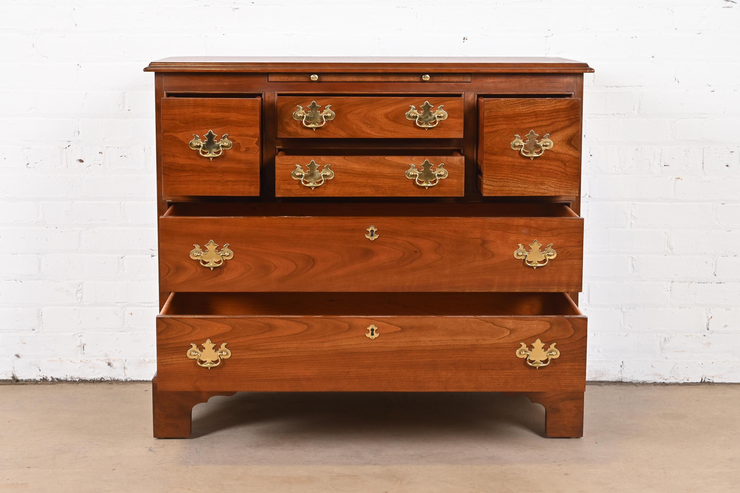 Brass Stickley American Colonial Solid Cherry Wood Chest of Drawers