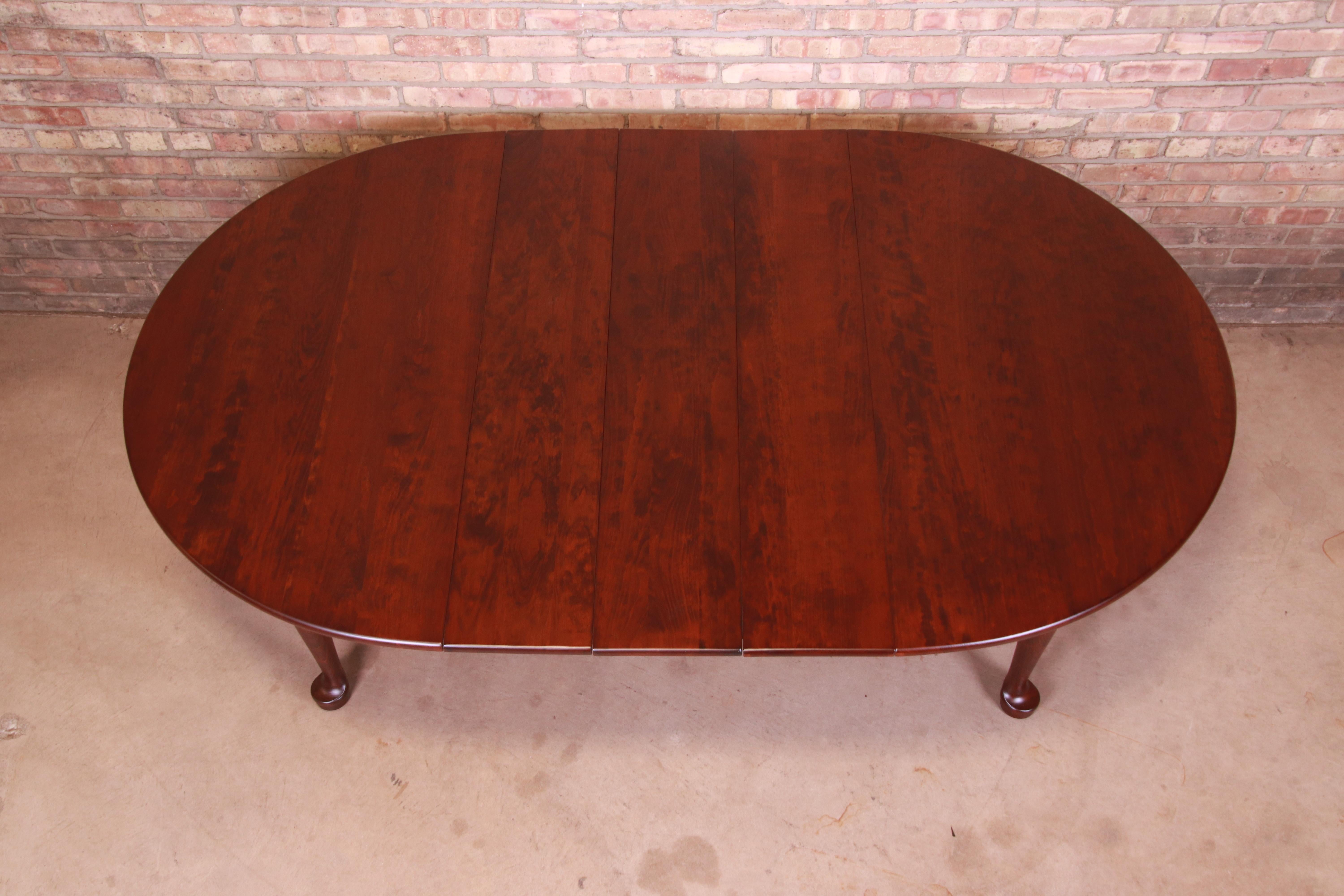 Stickley American Colonial Solid Cherry Wood Dining Table, Newly Refinished In Good Condition For Sale In South Bend, IN