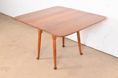 Stickley American Colonial Solid Cherry Wood Drop Leaf Dining Table, 1955
