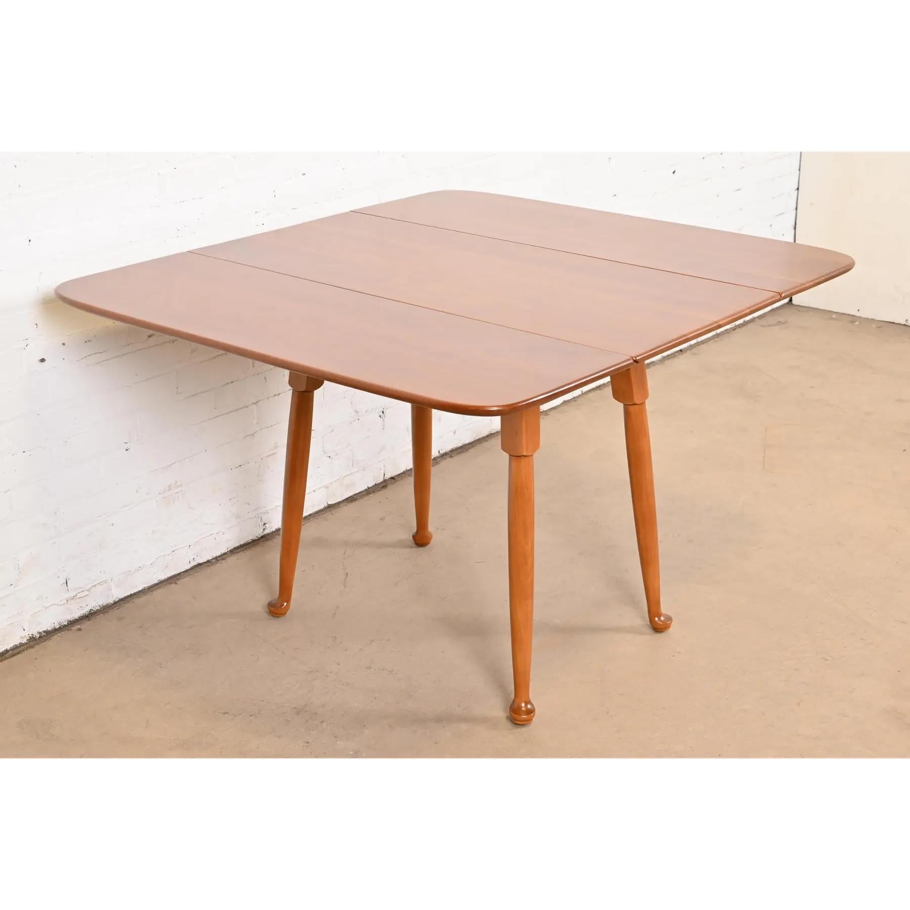 Stickley American Colonial Solid Cherry Wood Drop Leaf Dining Table, Refinished For Sale 8