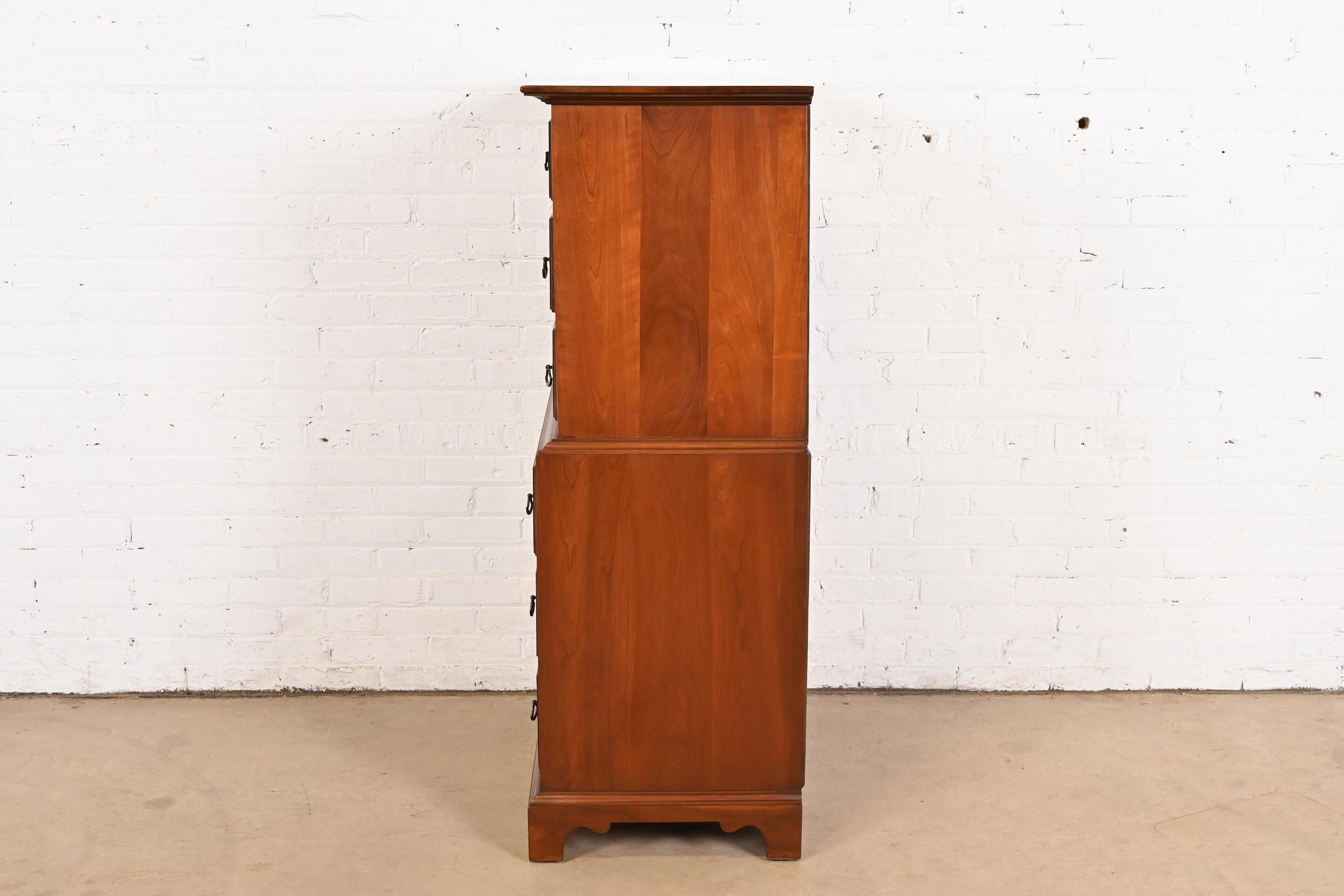 Stickley American Colonial Solid Cherry Wood Highboy Dresser, Circa 1950s 6
