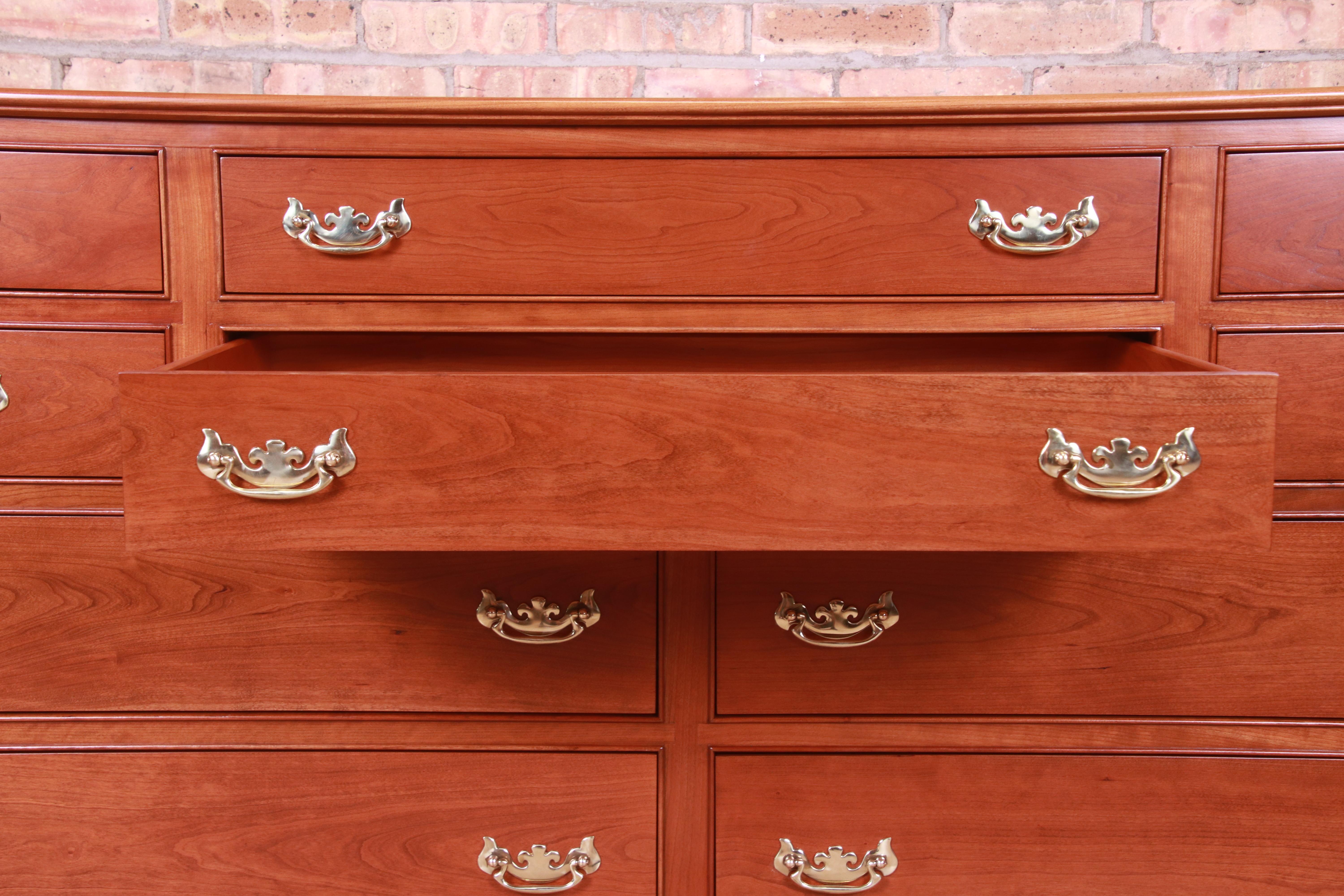 Stickley American Colonial Solid Cherry Wood Ten-Drawer Dresser, Refinished 2
