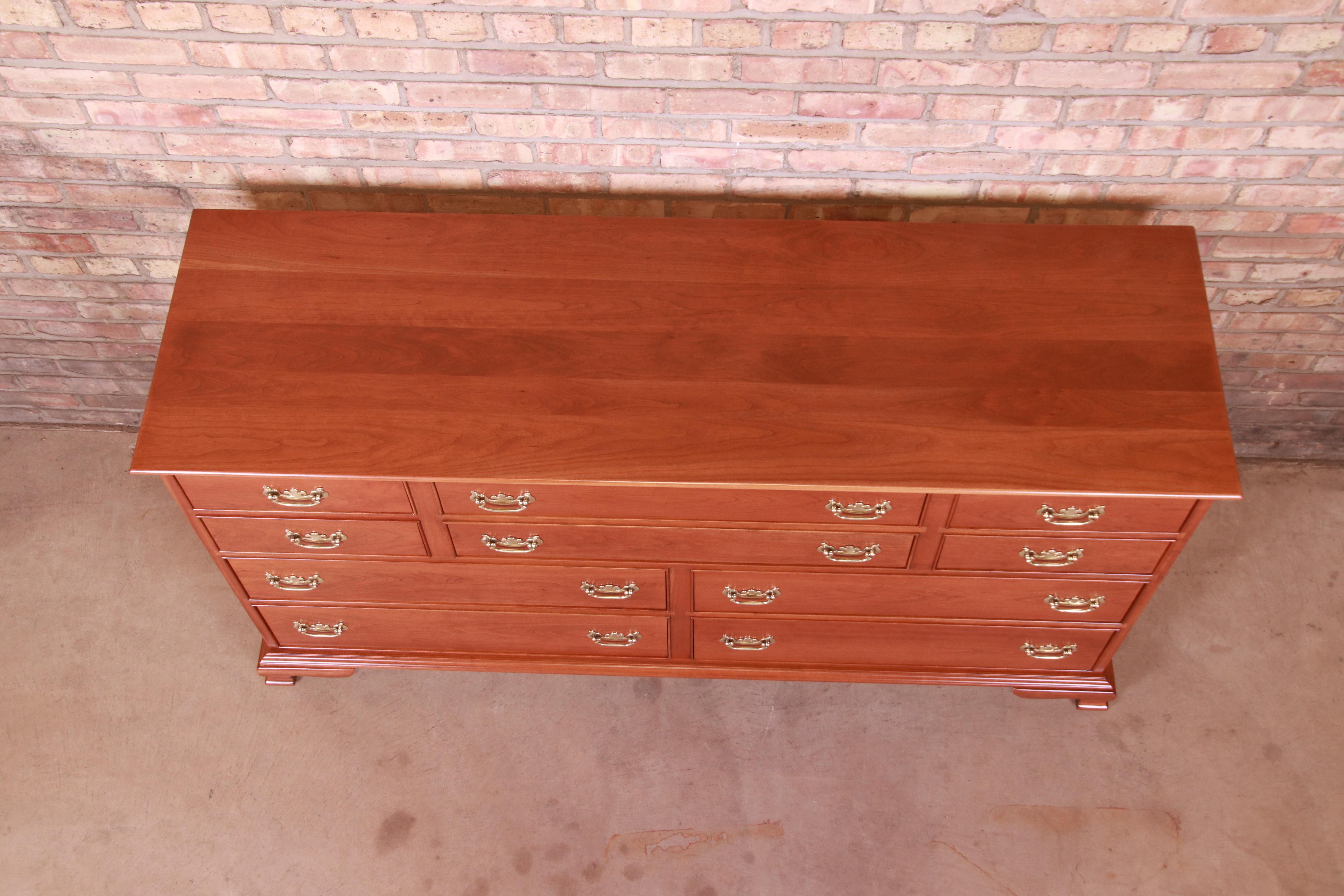 Stickley American Colonial Solid Cherry Wood Ten-Drawer Dresser, Refinished 6