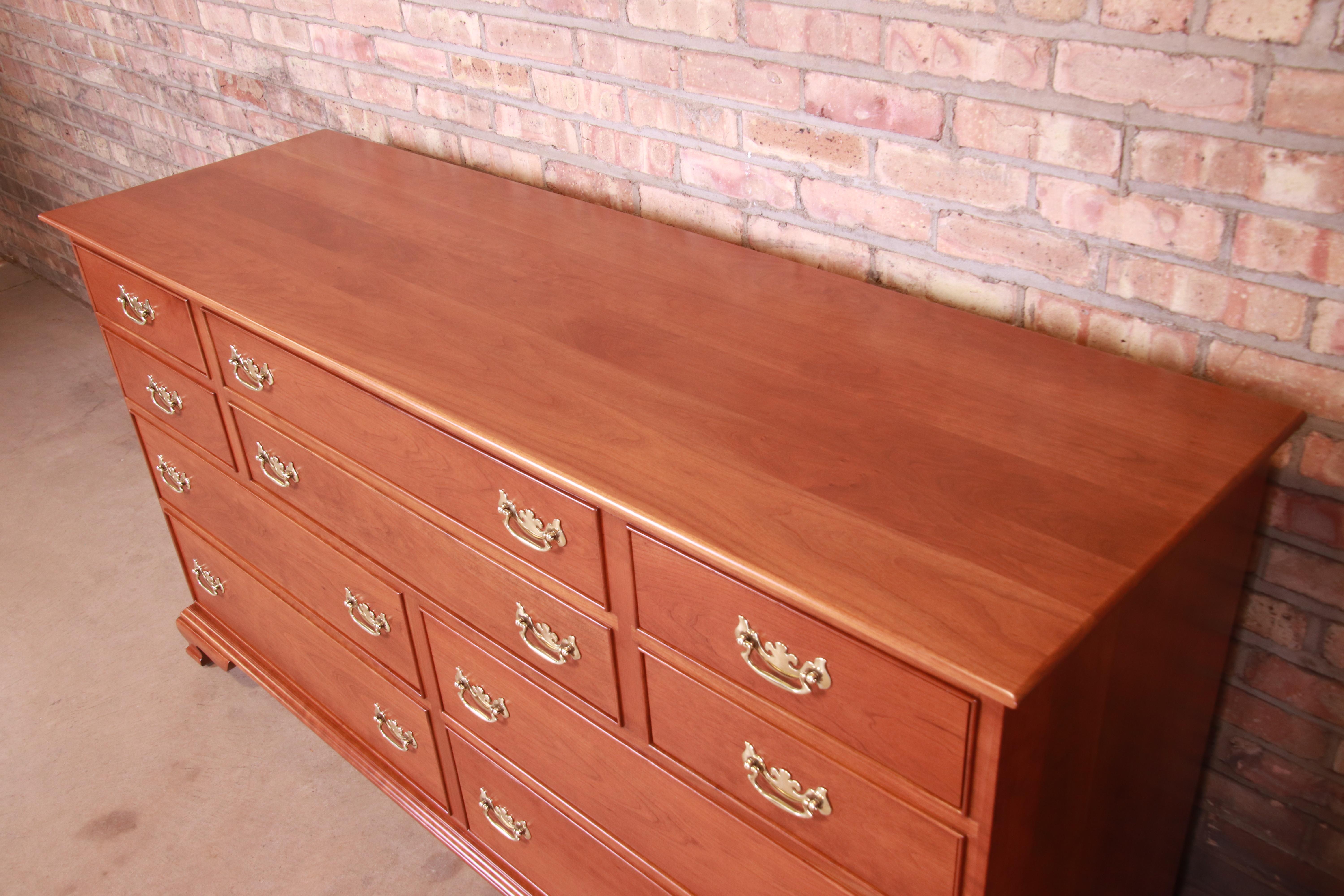 Stickley American Colonial Solid Cherry Wood Ten-Drawer Dresser, Refinished 7