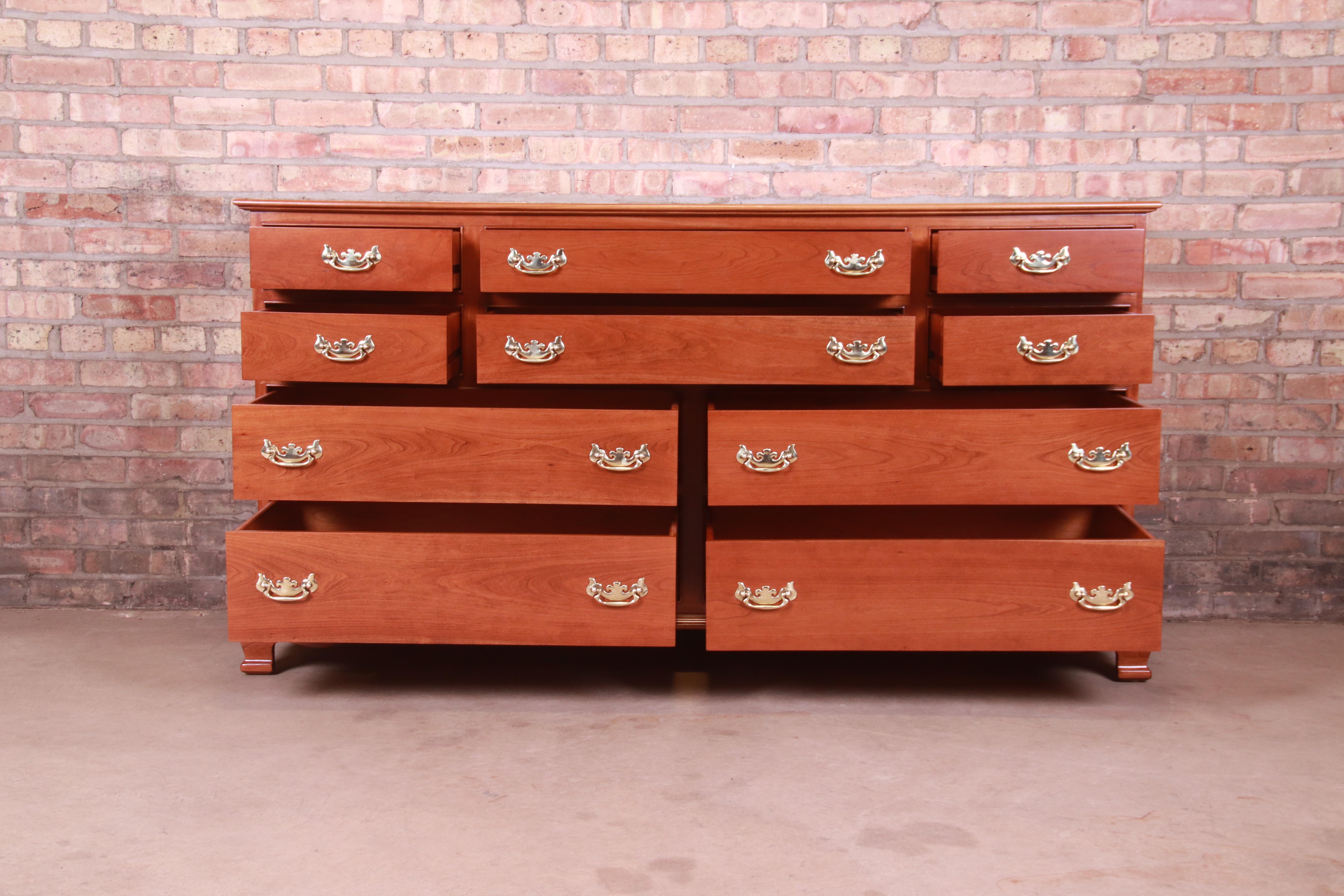 20th Century Stickley American Colonial Solid Cherry Wood Ten-Drawer Dresser, Refinished